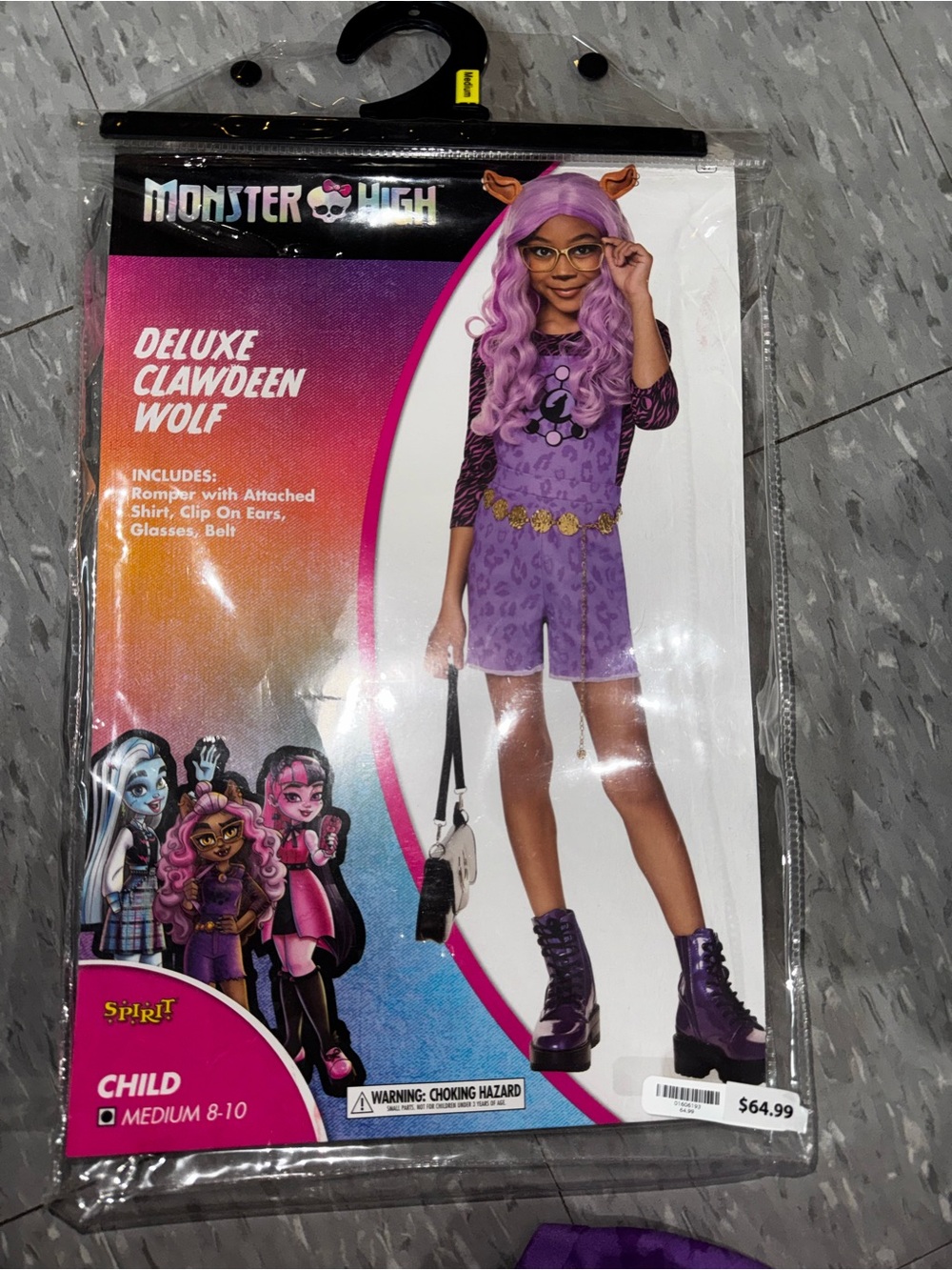 monster high Purple Clawdeen Wolf Deluxe Costume. Medium kids 8-10